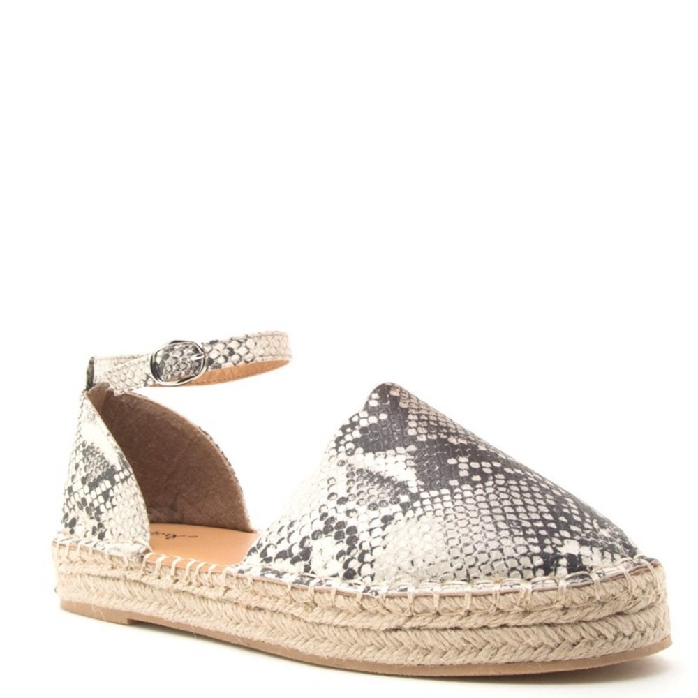 Snake print Espadrille Jute Mary Jane Flat Sandals - Picture 5 of 6